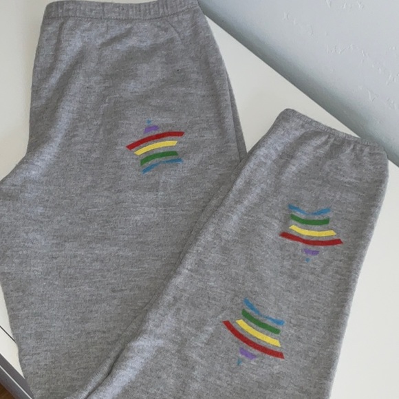 NWT Girls Lauren Moshi Grey Rainbow Stars Loungewear Sweat Pants, Size 12 - Picture 5 of 9